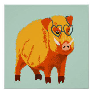 Geek Pig Funny Boar Wild Animal Poster