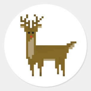 Geek Pixel Rudolph Reindeer Holiday Stickers