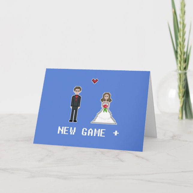 Geek Player 1 and 2 New Game Plus Bride Groom Card (Front)