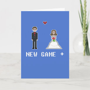Geek Player 1 and 2 New Game Plus Bride Groom Card
