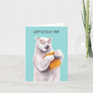 Geek Polar Bear Book Lover Mother Birthday Card