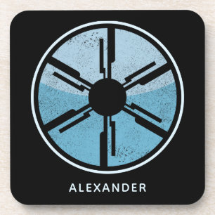 Geek Sci Fi Distressed Cosmic Space Blue Ombre Coaster