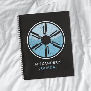 Geek Sci Fi Distressed Futuristic Space Blue Ombre Notebook