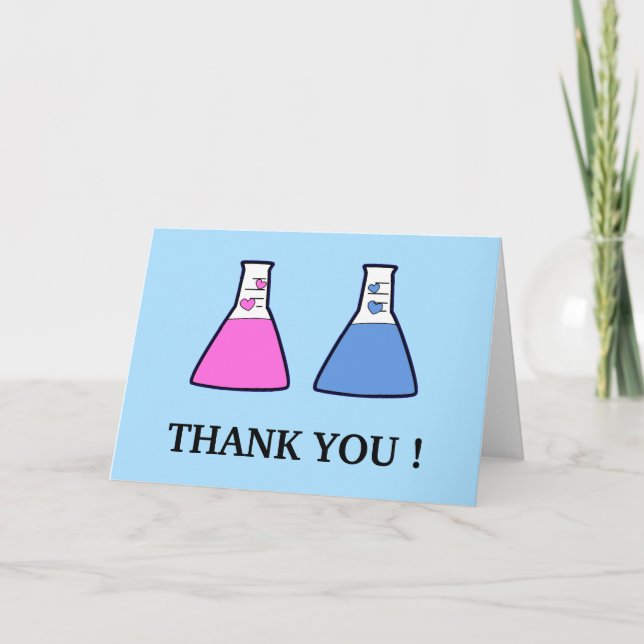 Geek Science Beaker Hearts Baby Shower Thank You (Front)