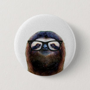 Geek Sloth 6 Cm Round Badge