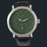 Geek Watch #3 Binary_YOUR_NAME_HERE_<br><div class="desc">Classic green on black background with ones and zeroes. a "bit" geeky. Customise it! Click Customise button then change the text - scroll up and replace "_YOUR_NAME_HERE_" with your name.</div>