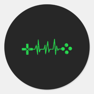Geeks Heartbeat Gaming  Classic Round Sticker