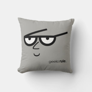"Geeks Rule" Funny-looking Face with Eyeglasses Cushion