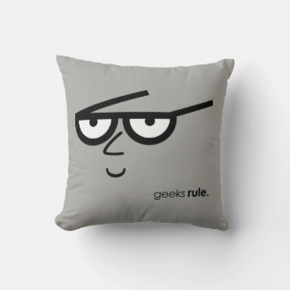 "Geeks Rule" Funny-looking Face with Eyeglasses Cushion