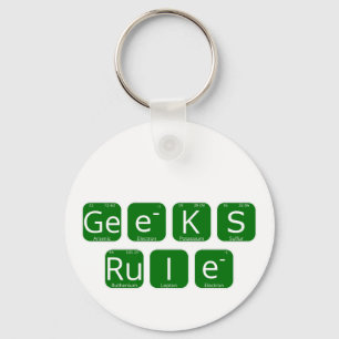 Geeks Rule Periodic Table Slogan Key Ring