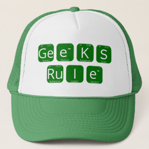 Geeks Rule Periodic Table Slogan Trucker Hat