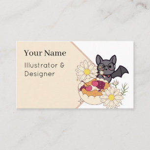 Geeky Bat and Kawaii Cherry Tart Business Card