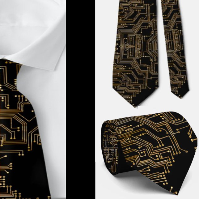 Geeky Black and Gold Circuit Computer Board Tie (Creator Uploaded)