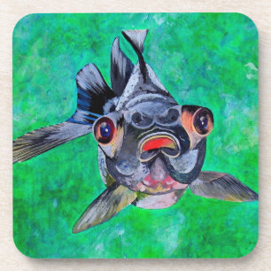 Geeky Blackmoor Goldfish With Telescopic Eyes Coaster