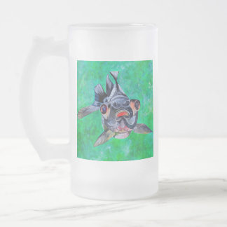 Geeky Blackmoor Goldfish With Telescopic Eyes Frosted Glass Beer Mug