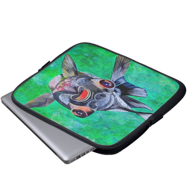 Geeky Blackmoor Goldfish With Telescopic Eyes Laptop Sleeve (Front Bottom)