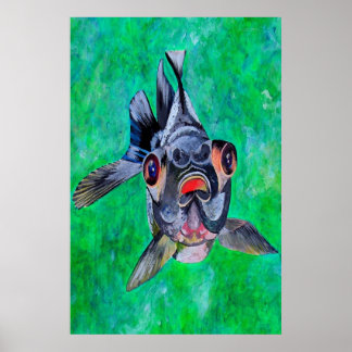Geeky Blackmoor Goldfish With Telescopic Eyes Poster