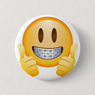 Geeky Braces Emoji 6 Cm Round Badge