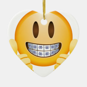 Geeky Braces Emoji Ceramic Tree Decoration