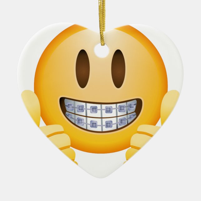 Geeky Braces Emoji Ceramic Tree Decoration (Front)