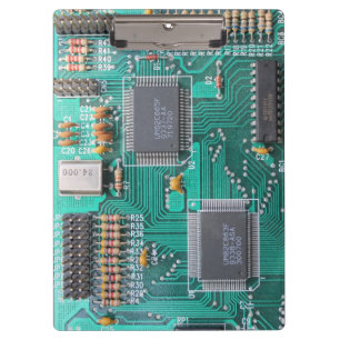 Geeky, circuit board, computer motherboard clipboard