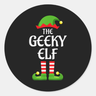 Geeky Elf Family Matching Group Christmas Geek Classic Round Sticker