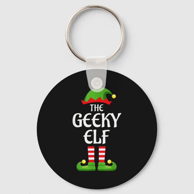 Geeky Elf Family Matching Group Christmas Geek  Key Ring (Front)