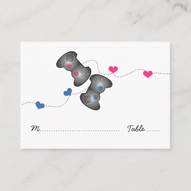 Geeky Gamer Wedding Place Cards (Front)