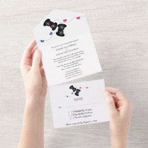 Geeky Gamers All in One Wedding Invite Pink/Blue