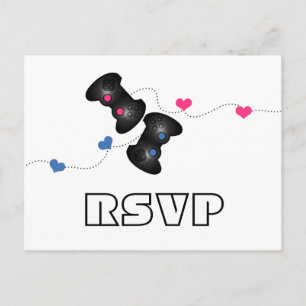 Geeky Gamers RSVP Postcard Dark (Blue/Pink)