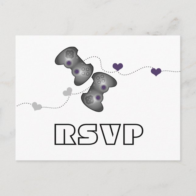 Geeky Gamers RSVP Postcard (Silver/Purple) (Front)