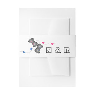 Geeky Gamers Wedding Belly Bands Pink Blue Invitation Belly Band