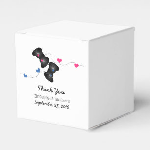 Geeky Gamers Wedding Favour Boxes Dark Pink Blue