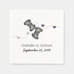 Geeky Gamers Wedding Paper Napkins Silver Purple