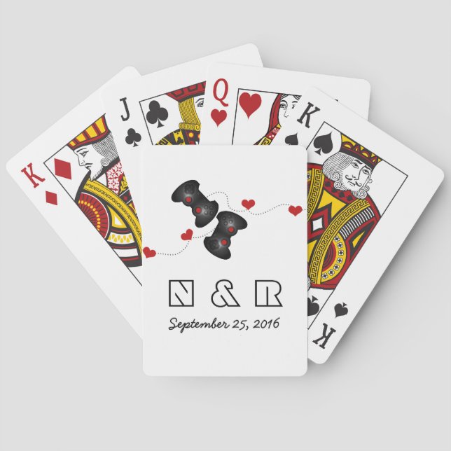 Geeky Gamers Wedding Playing Cards Dark (Back)