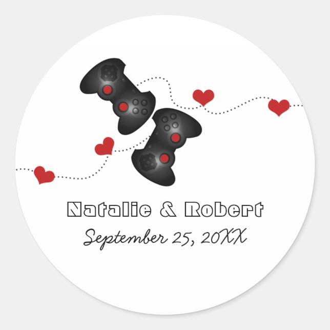 Geeky Gamers Wedding Stickers (Dark) (Front)