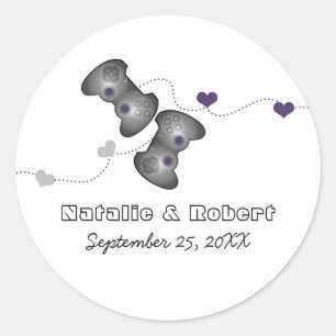 Geeky Gamers Wedding Stickers (Silver/Purple)
