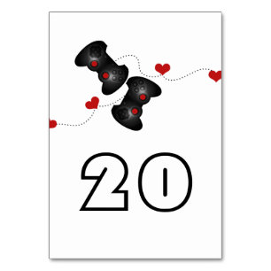 Geeky Gamers Wedding Table Card Dark
