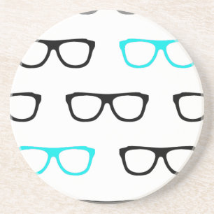 geeky glasses blue geek coaster
