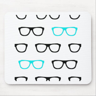 geeky glasses blue geek mouse mat