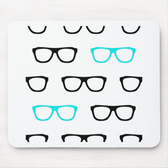 geeky glasses blue geek mouse mat (Front)