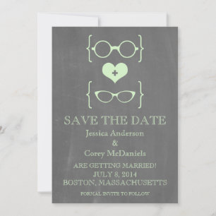 Geeky Glasses Chalkboard Save the Date Invite