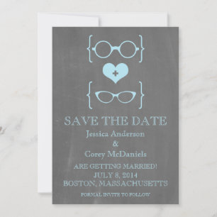 Geeky Glasses Chalkboard Save the Date Invite