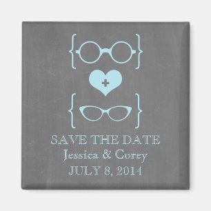 Geeky Glasses Chalkboard Save the Date Magnet