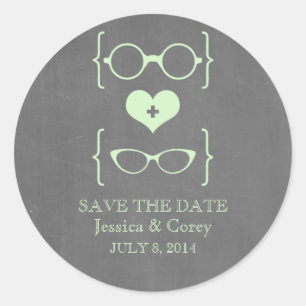 Geeky Glasses Chalkboard Save the Date Stickers