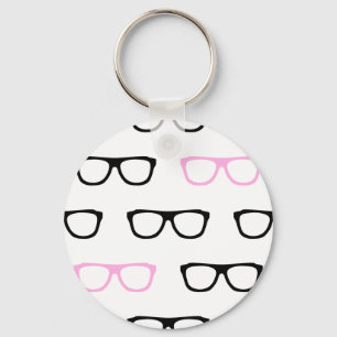 geeky glasses pink geek key ring