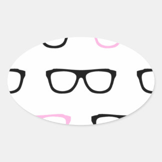 geeky glasses pink geek oval sticker