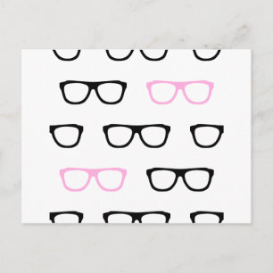geeky glasses pink geek postcard