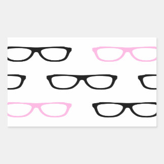geeky glasses pink geek rectangular sticker