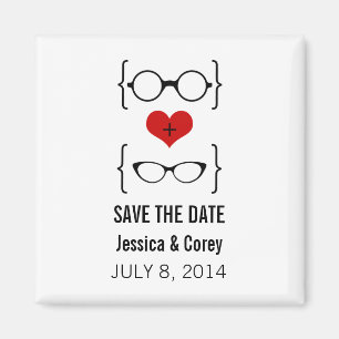 Geeky Glasses Save the Date Magnet